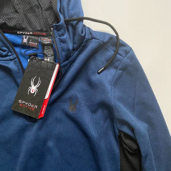 NWT SPYDER Mens ProWeb Active Sweatshirt Hoodie blue Size M SPM804RD - Picture 4 of 10